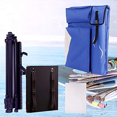 CONGRUI Staffelei-Ständer für Bilderrahmen, große Kapazität, Staffelei, Rucksack, Schultertasche, Skizzenblock (Blau, Leinentasche und Staffelei) von CONGRUI