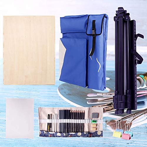 CONGRUI Staffelei-Ständer für Bilderrahmen, große Kapazität, Staffelei, Rucksack, Schultertasche, Skizzenblock (Blau, Staffelei-Set) von CONGRUI