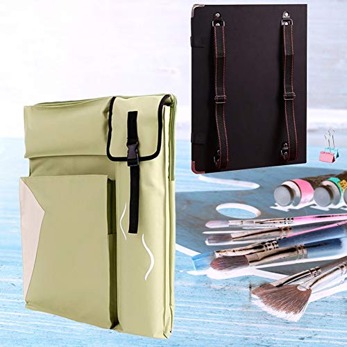 CONGRUI Staffelei-Ständer für Bilderrahmen, große Kapazität, Staffeleien, Rucksack, Schultertasche, Skizzenblock (Grün, Leinentasche und Skizzenblock) von CONGRUI