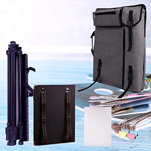 CONGRUI Staffelei-Ständer für Präsentationen, Kartons, Taschen, große Kapazität, Staffelei, Rucksack, Künstler, Loft-Staffelei (Grau, Leinentasche und Staffelei) von CONGRUI