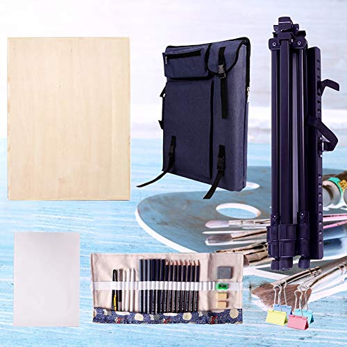 CONGRUI Staffelei-Ständer für Präsentationen, Kartons, Taschen, große Kapazität, Staffelei, Rucksack, Künstler, Loft-Staffelei (dunkelblau, Staffelei-Set) von CONGRUI