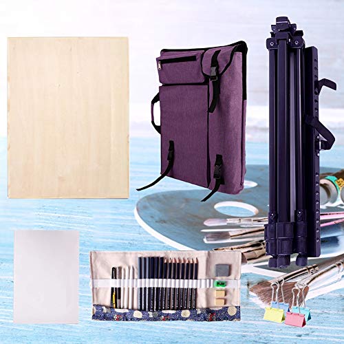 CONGRUI Staffelei-Ständer für Präsentationen, Kartons, Taschen, große Kapazität, Staffelei, Rucksack, Künstler, Loft-Staffelei (lila, Staffelei-Set) von CONGRUI