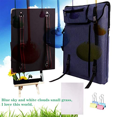 CONGRUI Staffelei-Tasche, tragbar, verstellbar, Aluminium, Kunststaffelei, Malstaffelei, Ständer, große Kapazität, Staffelei, Rucksack (Dunkelblau, Canvas-Tasche und Staffelei) von CONGRUI