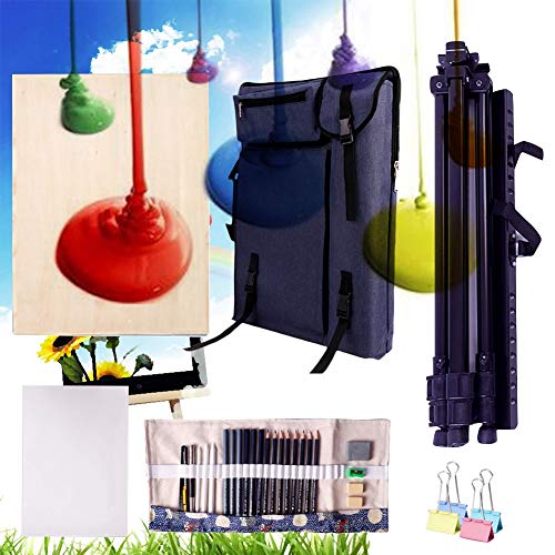 CONGRUI Staffelei-Tasche, tragbar, verstellbar, Aluminium, Staffelei, Ständer, große Kapazität, Staffelei, Rucksack (dunkelblau, Staffelei-Set) von CONGRUI