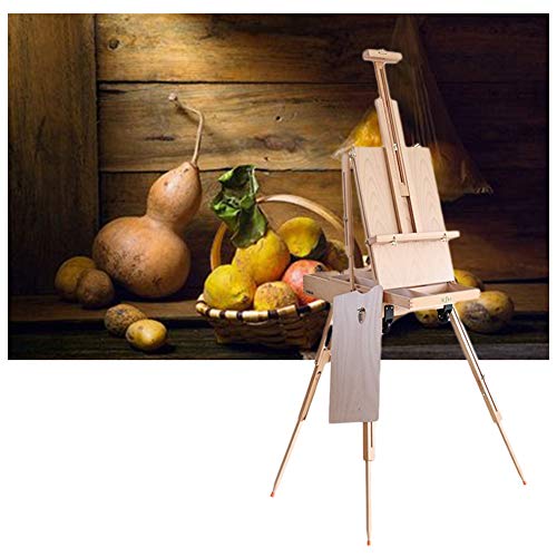 CONGRUI Staffelei auf Rädern, offene Box, Staffelei, große Staffelei, Lichter zum Malen, zusammenklappbar, Skizzenschachtel (Beige) von CONGRUI