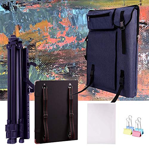 CONGRUI Staffelei mit großem Fassungsvermögen, Rucksack-Staffelei zum Malen, Ölfarben, Skizzieren, Künstlerbedarf für Künstler (Dunkelblau, Canvas-Tasche und Staffelei) von CONGRUI