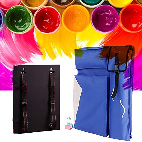 CONGRUI Staffelei mit großem Fassungsvermögen, leichte Aluminium-Staffelei, ideal für den Bodengebrauch, Tragetasche (Blau, Canvas-Tasche und Skizzenblock) von CONGRUI