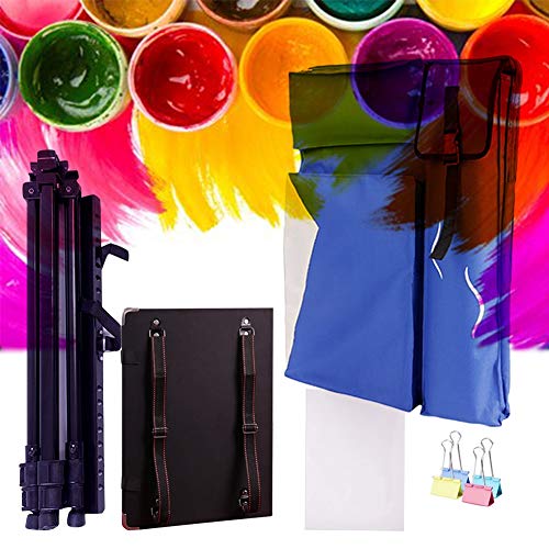 CONGRUI Staffelei mit großem Fassungsvermögen, leichte Aluminium-Staffelei, ideal für den Bodengebrauch, Tragetasche (Blau, Canvas-Tasche und Staffelei) von CONGRUI