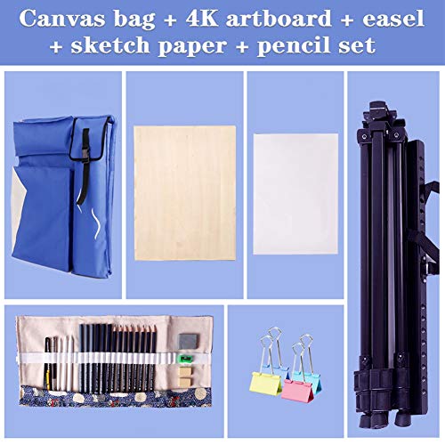 CONGRUI Staffelei zum Ausstellen, Staffelei, Ständer, Kunst, kreative Staffelei, große Kapazität, Rucksack (Blau, Staffelei-Set) von CONGRUI