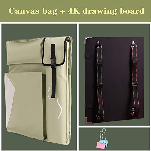 CONGRUI Staffelei zum Ausstellen, Staffelei, Ständer, Kunst, kreative Staffelei, große Kapazität, Rucksack (Grün, Canvas-Tasche und Skizzenblock) von CONGRUI