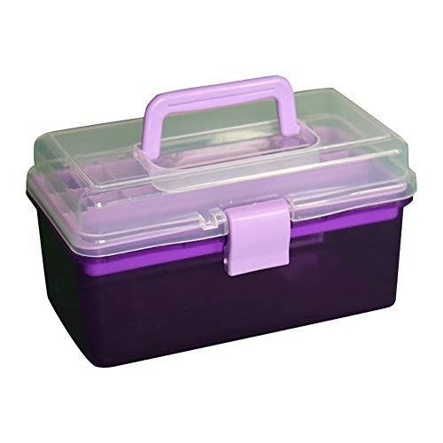 CONGRUI Verstellbare, platzsparende Medizin-Box, Malwerkzeugkasten, 2-lagige Aufbewahrung, 18,5 x 10 x 10,5 cm (lila) von CONGRUI