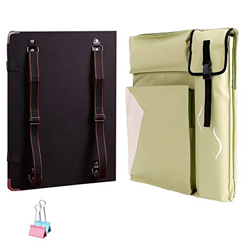 CONGRUI Wasserdichte, schmutzabweisende Schultergurte, große Kunstmappe, faltbarer Kunstrucksack (Grün, Canvas-Tasche + Zeichenbrett) von CONGRUI