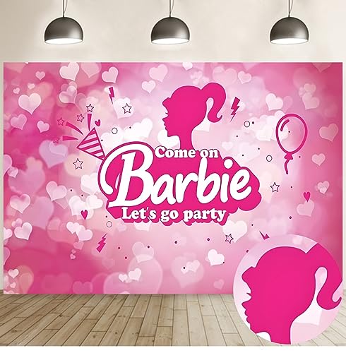 Mädchen Party Dekoration Supplies Fotografie Hintergrund Barbie Thema Geburtstag Foto Hintergrund Kuchen Tischdekoration Banner Requisiten Vinyl 2,1 x 1,5 m von CONGSHI