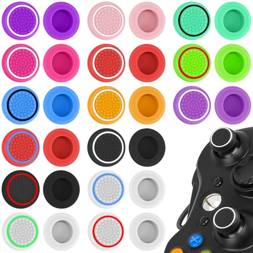 CONJURAIDE 30 Stück PS5 Controller Stick Aufsätze, Silikon Thumbsticks Caps Dualsense PS4 PS5 Xbox Controller Grip Zubehör Ersatzteile Sticks Kappen Gadgets für Joystick Aufsätze (15 Farben) von CONJURAIDE