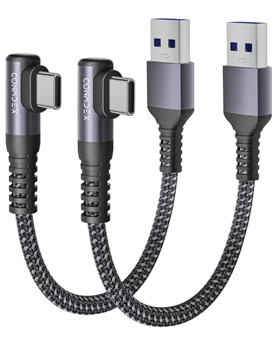 2Stück USB C Android Auto Kabel Winkelstecker 90 Grad 50CM/0,5M CONMDEX 10Gbit/s Daten USB3.1 Gen2 QC3.0 3.1A USB A auf C Typ C Kompatibel mit iPhone 15 Pro Samsung Note20 Galaxy S23/S22/S21 OnePlus11 von CONMDEX