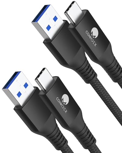 CONMDEX 2 Stück USB C Schnellladekabel 10Gbit/s Daten USB A Android Auto Kabel QC3.0 3.1A Datenübertragungs Kabel USB3.1 Gen2 für Samsung Galaxy S23/S22 Note 20 Z Flip 5 Pixel 8 Pro 3M/10ft Schwarz von CONMDEX