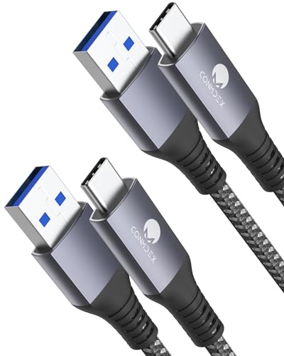 CONMDEX 2 Stück USB C Schnellladekabel 10Gbit/s Daten USB A Android Auto Kabel QC3.0 3.1A Datenübertragungs Kabel USB3.1 Gen2 für Samsung Galaxy S23/S22 Note 20 Z Flip 5 Pixel 8 Pro 3M/10ft Grau von CONMDEX