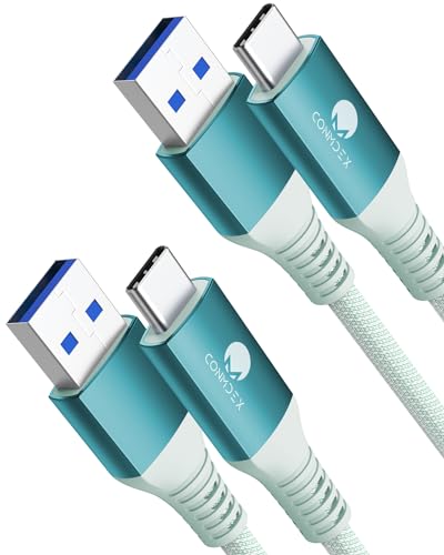 CONMDEX 2 Stück USB C Schnellladekabel 10Gbit/s Daten USB A Android Auto Kabel QC3.0 3.1A Schnell ladegerät Datenübertragungs USB3.1 Gen2 für Samsung S23/S22 Note20 Z Flip 5 Pixel 8 Pro 1M Grün von CONMDEX