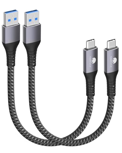 CONMDEX USB C Kabel Kurz 15cm/0.15M 2Stück 10Gbps USB3.1 Gen2 Datenkabel Typ C Android Auto QC3.0 3.1A USB A auf C Schnellladegerät für Samsung Note20 Galaxy S23/S22 Galaxy Z Flip5 Tab S9 Pixel 8 Grau von CONMDEX