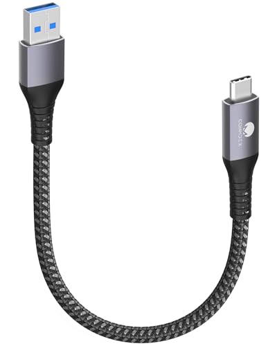 CONMDEX USB C Kabel Kurz 20cm/0.2M 10Gbps USB3.1 Gen2 Datenkabel Typ C Android Auto QC3.0 3.1A USB A auf C Schnellladegerät für Samsung Note20 Galaxy S23/S22 Z Flip 5 Tab S9 Pixel 8 Oneplus 11 Grau von CONMDEX