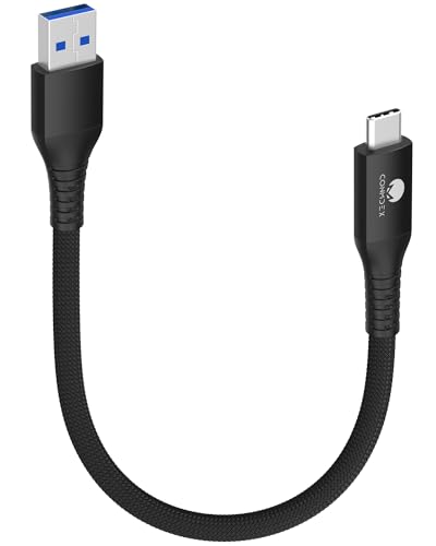 CONMDEX USB C Kabel Kurz 20cm/0.2M 10Gbps USB3.1 Gen2 Datenkabel Typ C Android Auto QC3.0 3.1A USB A auf C Schnellladegerät für Samsung Note20 Galaxy S23/S22 Z Flip5 Tab S9 Pixel 8 Oneplus 11 Schwarz von CONMDEX