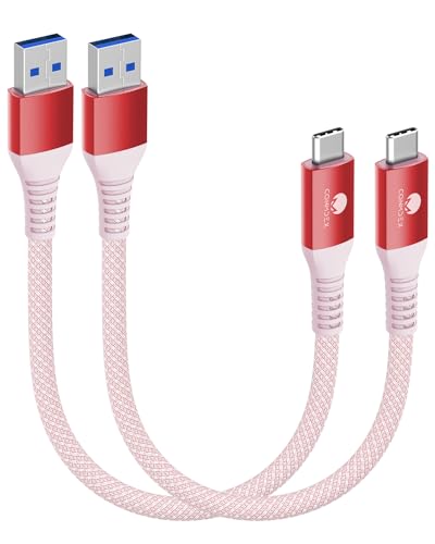 CONMDEX USB C Kabel Kurz 20cm/0.2M 2Stück 10Gbps USB3.1 Gen2 Datenkabel Typ C Android Auto QC3.0 3.1A USB A auf C Schnellladegerät für Samsung Note20 Galaxy S23/S22 Z Flip 5 Tab S9 Pixel 8 Pro Rot von CONMDEX