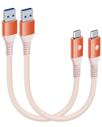 CONMDEX USB C Kabel Kurz 50cm/0.5M 2Stück 10Gbps USB3.1 Gen2 Datenkabel Typ C Android Auto QC3.0 3.1A USB A auf C Schnellladegerät für Samsung Note20 Galaxy S23/S22 Z Flip 5 Tab S9 Pixel 8 Pro Orange von CONMDEX