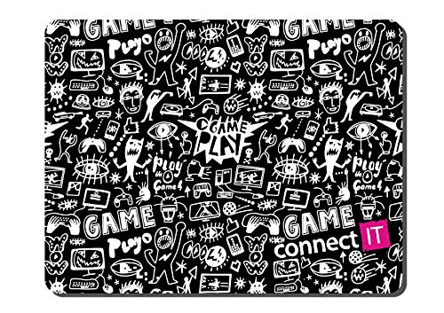 CONNECT IT Doodle Gaming Mauspad | Professionalle Gamers Mauspad Black & White | Wasserdicht Anti Rutsch für Computer PC, Mac | Gummi Mousepad für Optimale Kontrolle | Größe S (320 × 245 mm), Schwarz von CONNECT IT