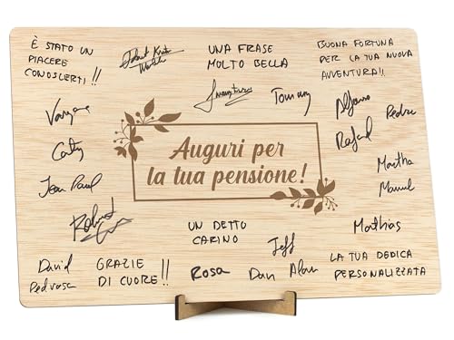 CONTRAXT Biglietto di Pensione o Libro delle Firme in Legno. Regali Unici per la Pensione per Uomini e Donne, Colleghi, Capoufficio, Amici, Insegnanti (Pensione) von CONTRAXT
