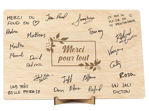 CONTRAXT Cadeaux pour Remercier des Personnes Spéciales. Cadeaux Originaux Carte ou Livre de Signatures de Remerciement en Bois pour anniversaires d'amis hommes femmes (Merci) von CONTRAXT