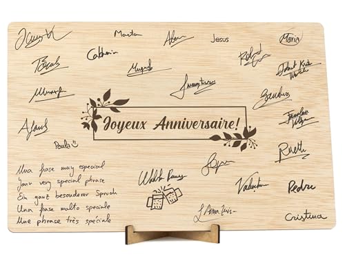 CONTRAXT Carte d'anniversaire en bois. Cadeau original livre d'or carte d'anniversaire Anniv pour hommes ou femmes amis collègues (Anniversaire) von CONTRAXT