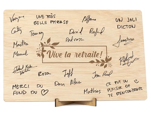 CONTRAXT Carte de Retraite ou Livre de Signatures en Bois. Cadeaux Uniques pour la Retraite pour Hommes et Femmes, Collègues, Chefs, Amis, Enseignants (Retraite) von CONTRAXT