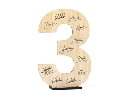 CONTRAXT Glückwunschkarte zum Geburtstag und Jahrestag. Holznummer 3 Postkarte oder Gästebuch, originelles Geschenk zum Geburtstag, Jahrestag, für Freunde, Mann und Frau (3) von CONTRAXT