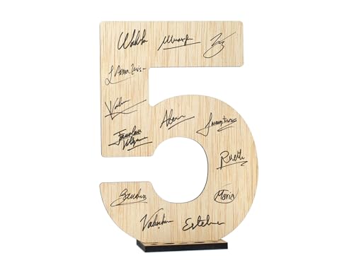 CONTRAXT Glückwunschkarte zum Geburtstag und Jahrestag. Holznummer 5 Postkarte oder Gästebuch, originelles Geschenk zum Geburtstag, Jahrestag, für Freunde, Mann und Frau (5) von CONTRAXT