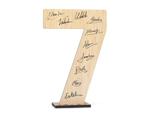 CONTRAXT Glückwunschkarte zum Geburtstag und Jahrestag. Holznummer 7 Postkarte oder Gästebuch, originelles Geschenk zum Geburtstag, Jahrestag, für Freunde, Mann und Frau (7) von CONTRAXT