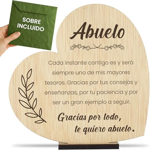 CONTRAXT Tarjeta abuelo en madera. Regalos para abuelos especiales y originales Detalles felicitacion postales abuelo español especial feliz dia del abuelo wonderful (Abuelo) von CONTRAXT