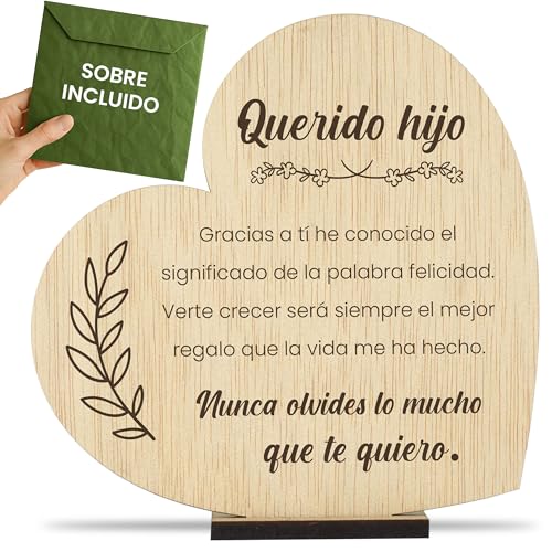 CONTRAXT Tarjeta regalo para un hijo madera. Regalo original hijo Postal cumpleaños para un hijo Que regalar a un hijo Felicitación tarjetas agradecimiento hijo madera (Hijo) von CONTRAXT