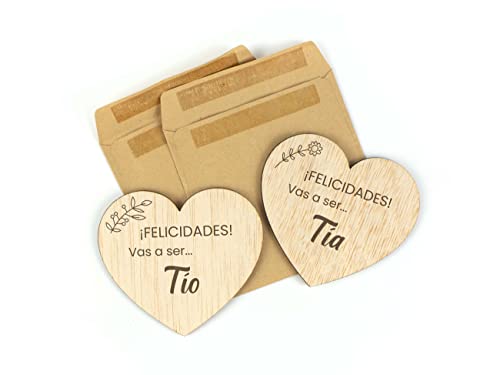 CONTRAXT Tarjetas anunciar embarazo madera. Ideas regalos originales Sorpresa anuncio embarazo Vas a ser Tia y Tio bebe regalo bautizo (Tios) von CONTRAXT