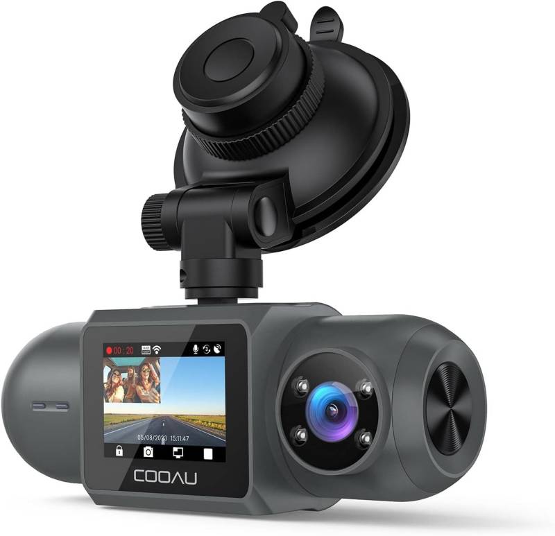 COOAU 2.5K + 1080P 2.5K + 1080P Dashcam Auto Vorne und Innen WiFi Dashcam (WLAN (Wi-Fi), 1.5 Zoll IPS screen Bildschirm WiFi Mini Auto Kamera Dual Auto Kamera, Super Nachtsicht WDR Weitwinkel G-Sensor Loop-Aufnahme) von COOAU