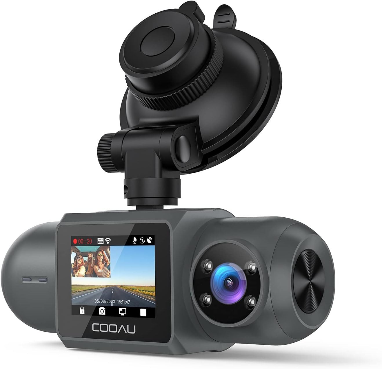 COOAU 2.5K + 1080P Dashcam Auto Vorne und innen Mini Auto Kamera Dashcam (WLAN (Wi-Fi), mit GPS WiFi Dual Auto Kamera 170° Weitwinkel Super Nachtsicht WDR, 24H Parküberwachung G-Sensor Loop-Aufnahme APP Steuerung) von COOAU