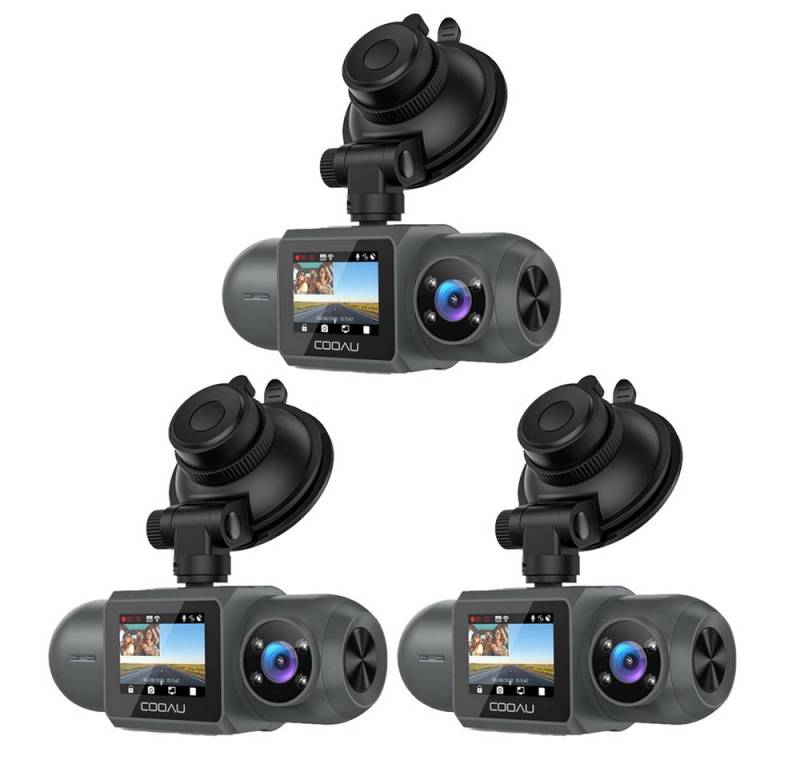 COOAU 3 Stück 2.5K + 1080P Dashcam Auto Vorne und innen Mini Auto Kamera Dashcam (WLAN (Wi-Fi), Dual Dash Cam 1.5” IPS Mini Auto Kamera 24H Parküberwachung, Super Nachtsicht WDR 170° Weitwinkel G-Sensor APP Steuerung) von COOAU