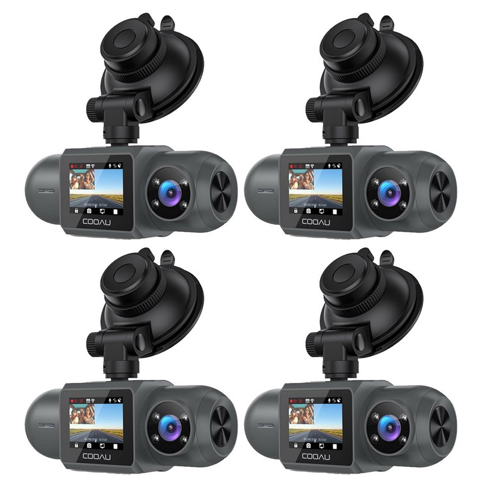 COOAU 4 Stück 2.5K + 1080P Auto Vorne und Innen Dash Cam Dashcam (WLAN (Wi-Fi), Dual Dash Cam 1.5” IPS Mini Auto Kamera 24H Parküberwachung, Super Nachtsicht WDR 170° Weitwinkel G-Sensor APP Steuerung) von COOAU