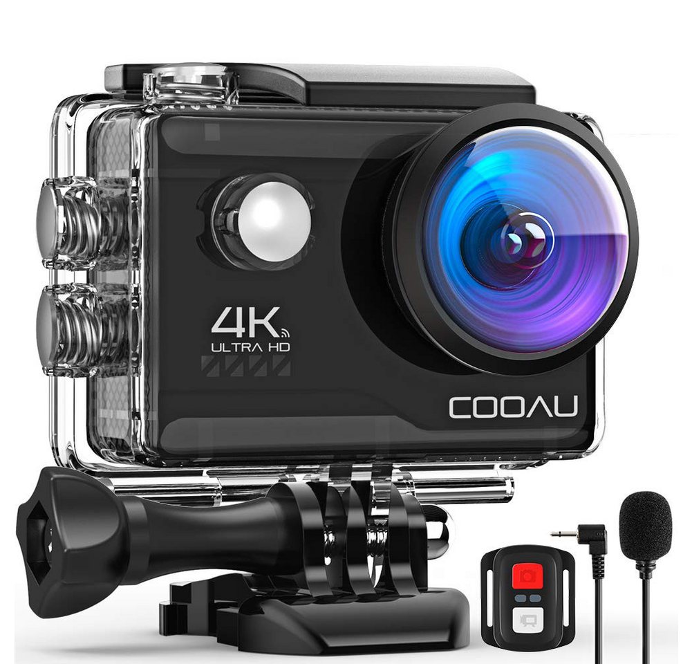 COOAU Action Cam HD 4K 20MP WiFi Unterwasserkamera 40M EIS Stabilisierung Action Cam (HD 4K, WLAN (Wi-Fi), mit externem Mikrofon,mit Fernbedienung, 2 Akkus 1200mAh, Wasserdicht 170° Weitwinkel Time Lapse) von COOAU