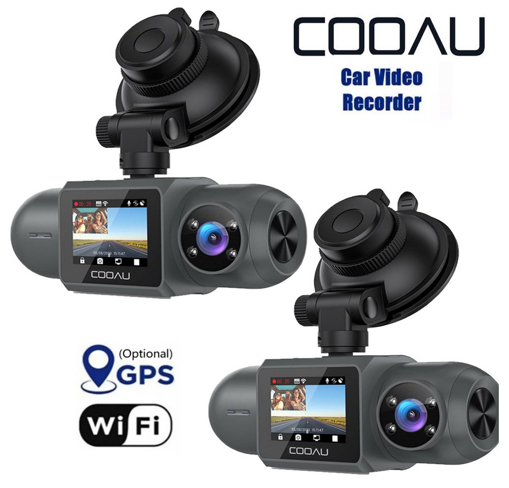 COOAU D30S 4K Dash Cam Auto Vorne Hinten Kamera mit Infrarot Nachtsicht Dashcam (WLAN (Wi-Fi), APP-Verbindung, Sprachauf zeichnung, Unfallsperre, mit Loop-Recordning, G-Sensor-Erkennung,und 24-Stunden Parkmonitor) von COOAU