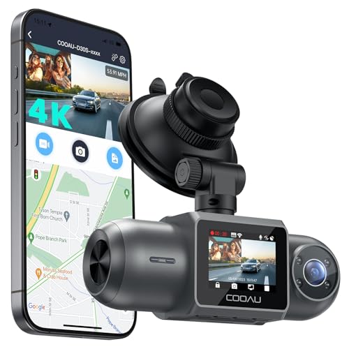 COOAU D30S 4K Dashcam Auto mit GPS, WiFi, Vorne Innen Dual 2,5K 1080P, Dasch-Cam Kabellos mit Infrarot-Nachtsicht, Superkondensator, 4 IR-LEDs, G-Sensor, Parkmodus, Loop-Aufnahme, max. 256GB COOAU D30S 4K Dashcam Auto mit GPS, WiFi, Vorne Innen Dual 2,5K 1080P, Dasch-Cam Kabellos mit Infrarot-Nachtsicht, Superkondensator, 4 IR-LEDs, G-Sensor, Parkmodus, Loop-Aufnahme, max. 256GB von COOAU