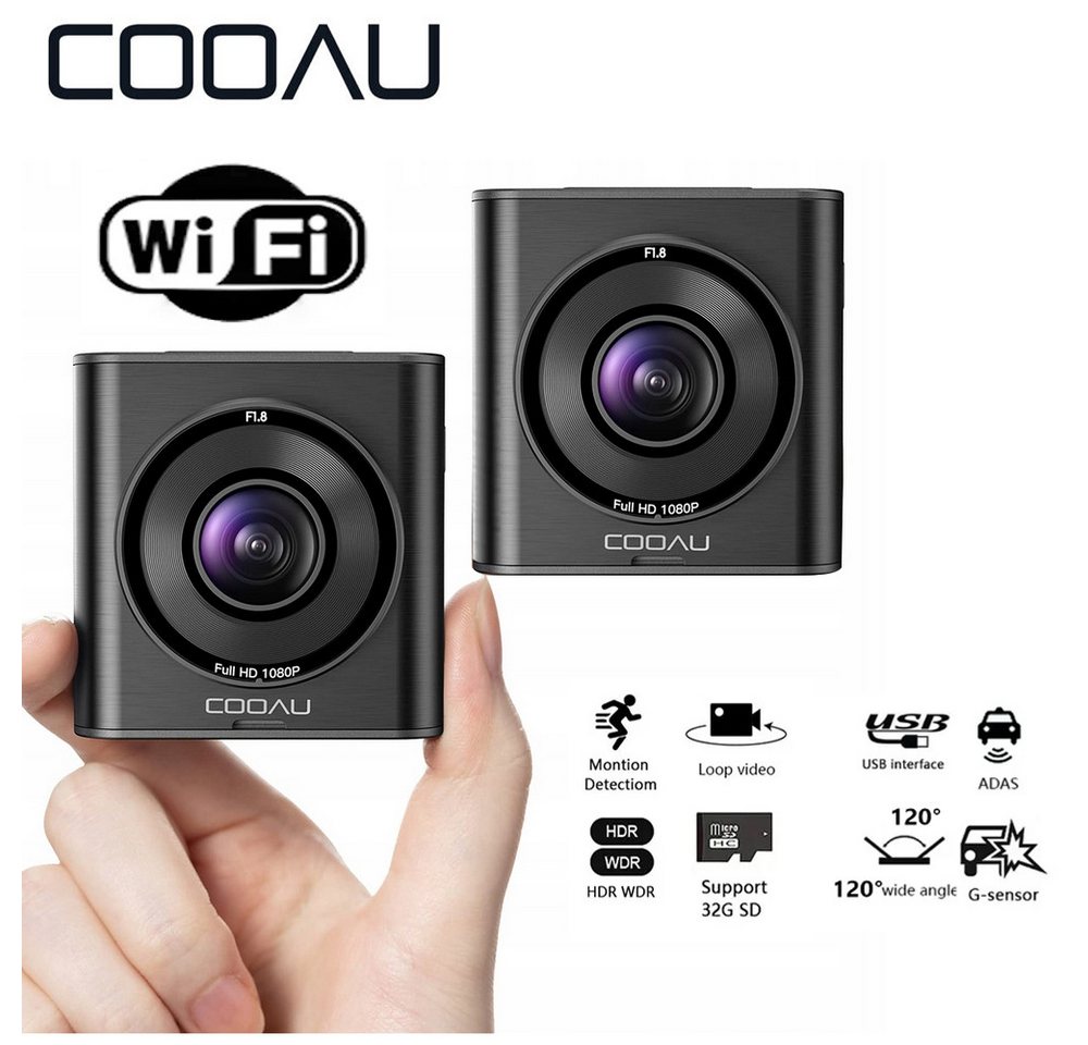COOAU Mini Dashcam Vorne mit 2-Zoll-IPS-Bildschirm für Autos FHD 1920x1080P Dashcam (WLAN (Wi-Fi), G-Sensor, Schleifenaufzeichnung, Parkmonitor,Eingebautes WLAN) von COOAU