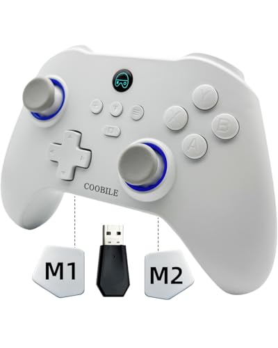 COOBILE Wireless Gaming Controller, Bluetooth-Gamepad mit Hall-Joystick,Hall-Trigger, Makro-Back-Taste, unterstützt sechs Achsen somatosensorisch, für iOS, Android, PC, Switch (weiß) von COOBILE