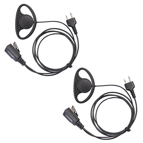 COODIO 2 x Funkgeräte Ohrhörer 2 Pin D-Ring Polizei Security Ohrhörer Headset [im Kabel integrierter PTT] Kopfhörer Mikrofon Kompatibel mit Midland Walkie-Talkie PMR von COODIO