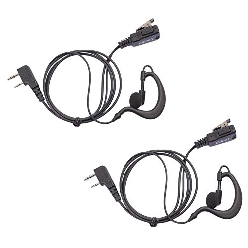 COODIO 2 x Ohrhörer 2 Pin G-Form Polizei Security Ohrhörer Headset [im Kabel integrierter PTT] Kopfhörer Mikrofon Für Kenwood Baofeng Wouxun PMR von COODIO