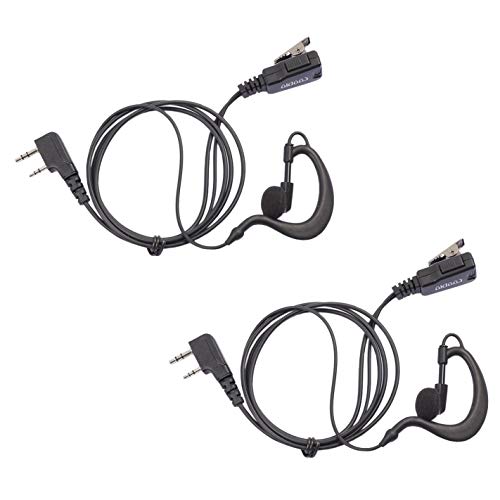 COODIO 2 x Funkgeräte Ohrhörer 2 Pin G-Form Polizei Security Ohrhörer Headset [im Kabel integrierter PTT] Kopfhörer Mikrofon Kompatibel mit Kenwood Funkgerät von COODIO